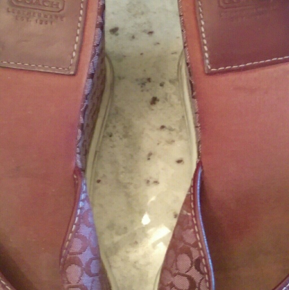 Authentic Coach Mini Monogram Burgundy Wedges - Picture 2 of 7